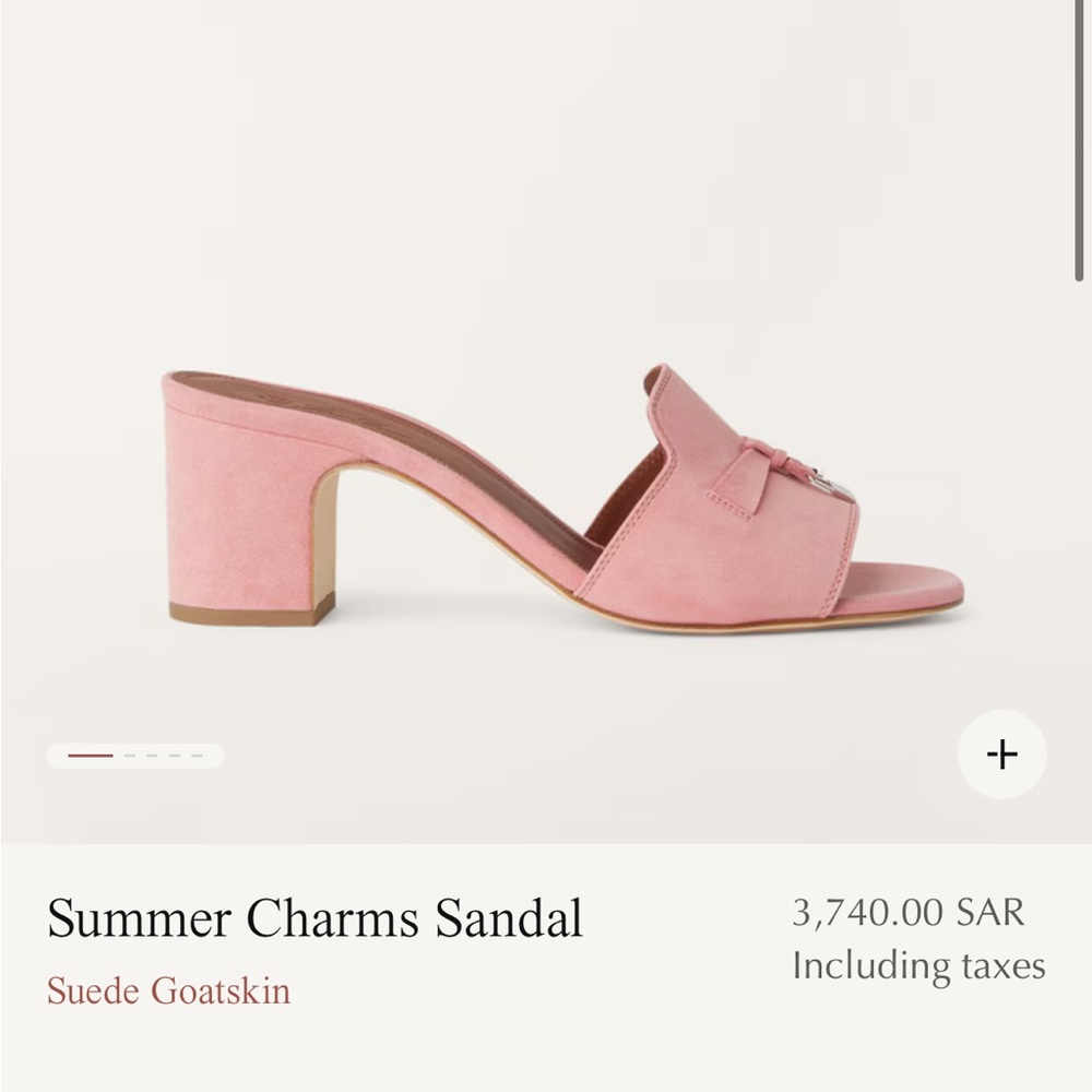 Loro Piana Sumer Charms Sandal Pink Suede Heels - Picture 7 of 13